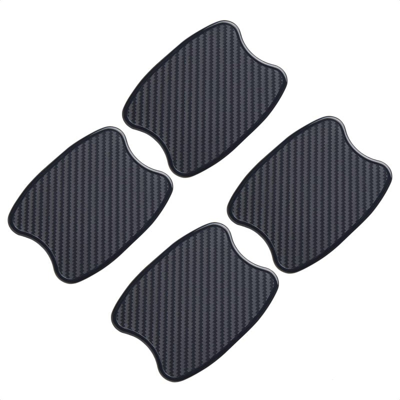 TANGSEN 4Pcs Universal 3D Carbon Fiber Texture Automotive Door Cup Handle Recess Paint Protector Cover Scratch Non-Marking TPU Personalize Pad Sticker (S) - Image 1
